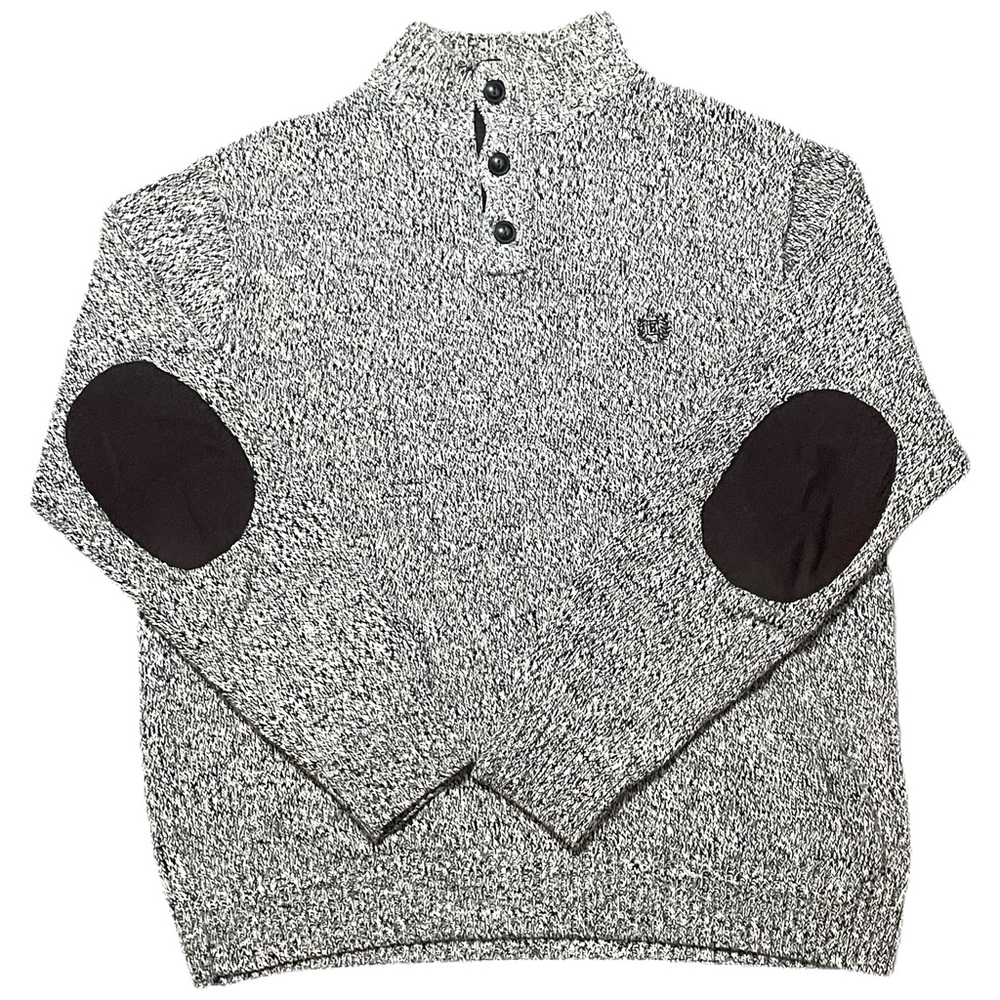 Chaps elbow patch 3 button sweater XL